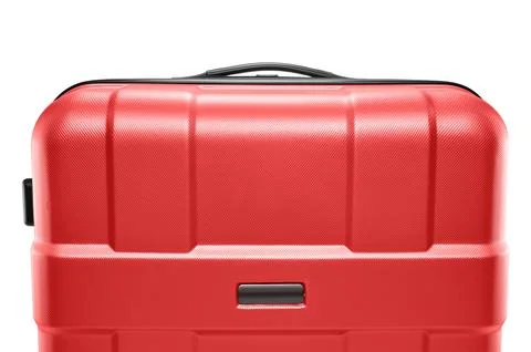 Red suitcase plastic. upper part of the handle Stock Photos