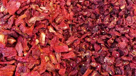 Red sun-dried tomatoes Stock Footage 274664401