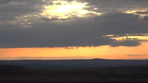 Red sun dusk above Chad cloud layers fiery evening - Cloud Field and Red Sunset Stock Footage 339570895