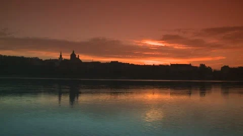 The red sun of the old town Stock-Footage 21760635