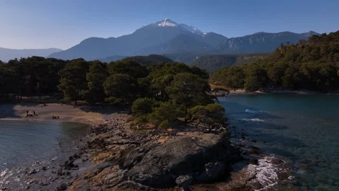 Red sun rising through the mountains Stock Footage 240484371