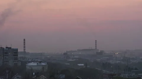 Red sun, sunset in the city Video stock 219247498