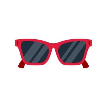 Red sunglasses flat design protecting eyes from sun Stock Illustration