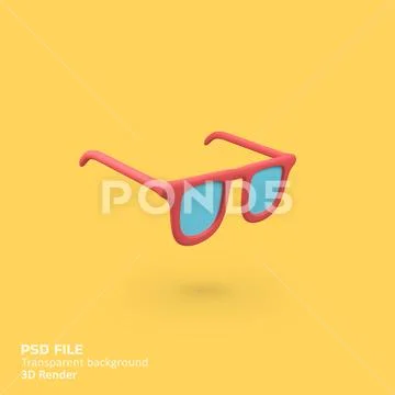 Red sunglasses isolated 3d render icon illustration PSD Template