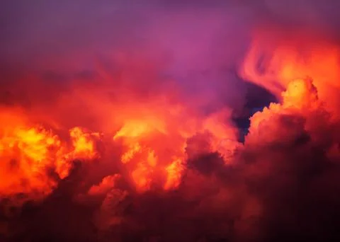 Red Sunlight and Clouds Stock Photos