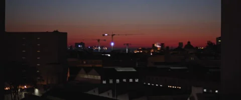 Red sunset above the city Stock Footage 150834983