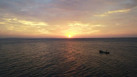 Red sunset aerial view Stock Footage 89882979