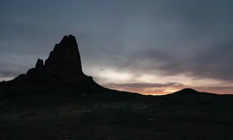 Red sunset against the backdrop of red sandstone rocks, Monument Valley, Ar.. 写真素材