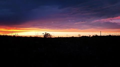 Red sunset and car Stock Footage 337127512