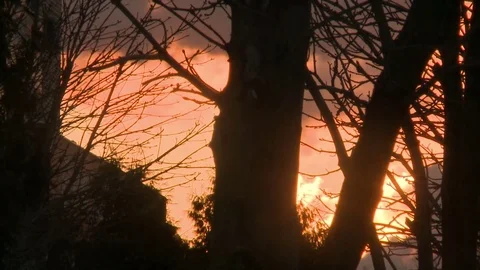 Red sunset and clouds floating over the city view Stock Footage 79726149