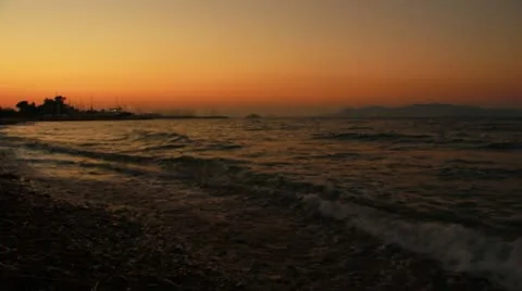 Red sunset at the beach Wide 스톡 동영상 12019008