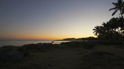 Red sunset on Caribbean coast Stock Footage 137964122