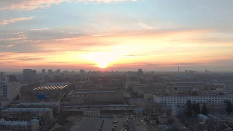 Red Sunset Cityscape Stock Footage 126655877