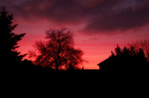 Red sunset in December Stock Photos