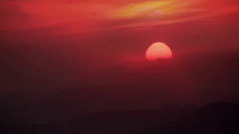 Red Sunset Dusk Stock Footage 80660377