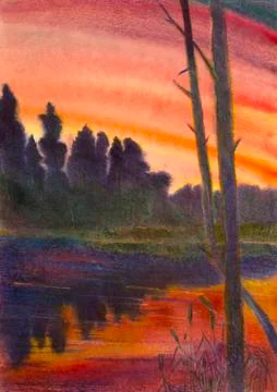 Red sunset Stock Illustration