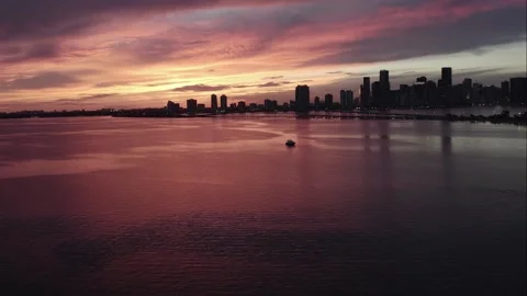 Red Sunset at key Biscayne Miami, Florida Stock Footage 232460095