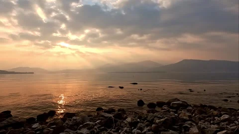 Red sunset on lake Maggiore Stock Footage 285090402
