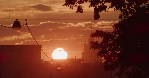 Red Sunset in Moscow Stock Footage