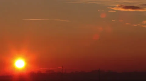 Red sunset in northern Italy Stock Footage 34284719