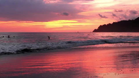 Red Sunset on the Ocean Stock Footage 40666398