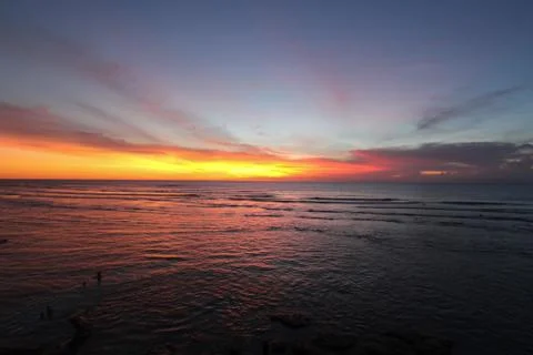Red sunset on the ocean Foto stock
