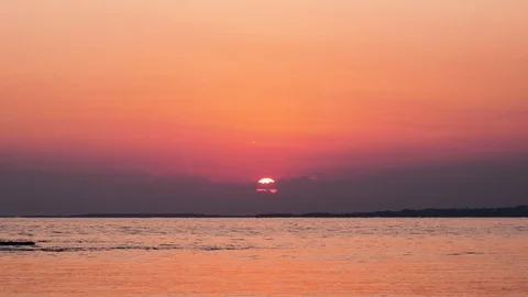 Red sunset over ocean Stock Footage 97042026