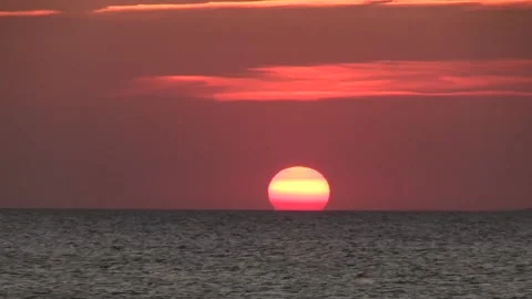 Red sunset over the sea accelerated Stock Footage 145733405