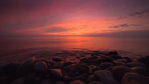 Red sunset over sea Stock Footage 77198753