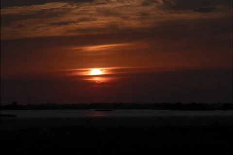 Red Sunset Over the Sea Timelapse Stock Footage 345091461