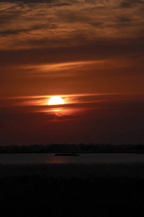 Red Sunset Over the Sea Timelapse Stock Footage 345091463