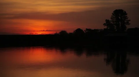 Red sunset in the river Stock Footage 29677253