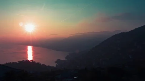 Red sunset on the sea Video stock 70962065