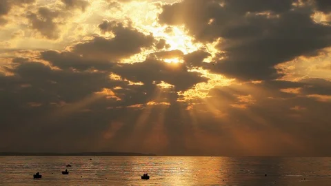 Red Sunset on the Sea Stock Footage 112016464