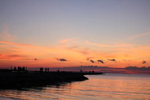 Red sunset on the sea Stock Photos