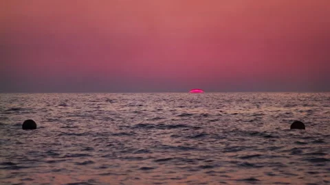Red Sunset Seascape Video stock 141312238