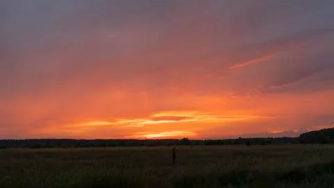 Red sunset sky with multicolor clouds. Heaven concept. Space for text. Photos