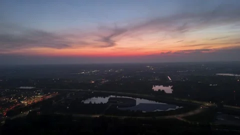 Red Sunset - Slow backwards movement cars moving Stock Footage 277104794