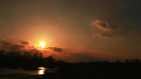 Red  sunset in the steppe.Time lapse Видео 22923052