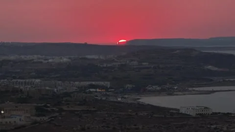 Red sunset, sun goes down. Malta Stock Footage 280750769