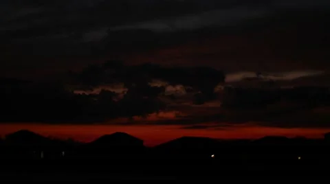 Red sunset time lapse over American neighborhood, 4K Stock Footage 53192292