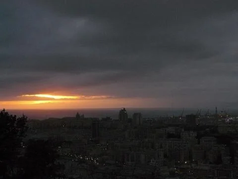 Red sunset in the trees Stock Photos