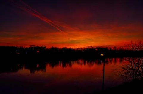 Red Sunset in Tver Stock Photos