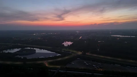 Red Sunset - Upwards movement with reflection lake sped up Stock Footage 277104803