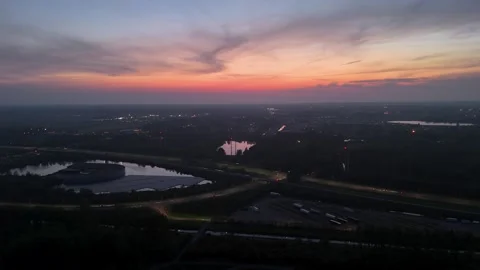 Red Sunset - Upwards movement with reflection lake Stock Footage 277104805