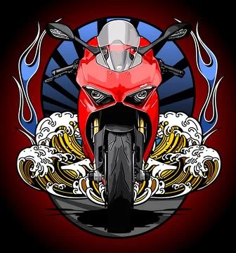 Red superbike front view vector template Stock Illustration