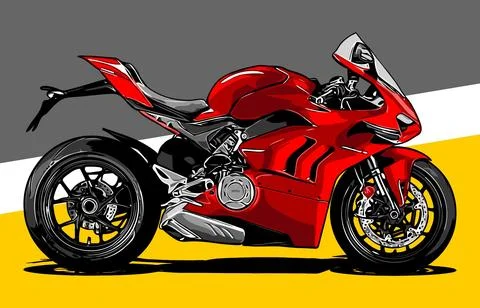 Red superbike side view vector template Stock Illustration