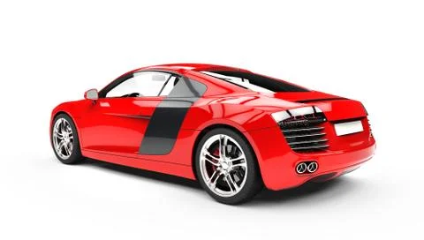 Red Supercar - Back Side View Stock Illustration