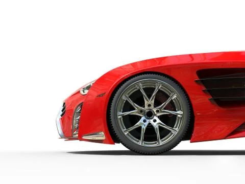 Red supercar - front wheel closeup - cut shot Stock Illustration