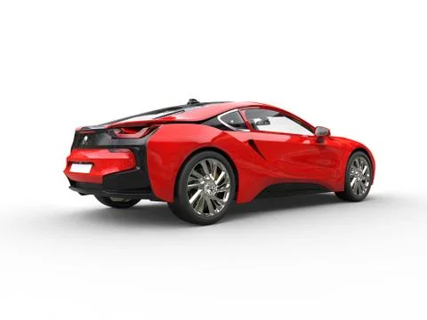 Red supercar - side rear view Stock Illustration
